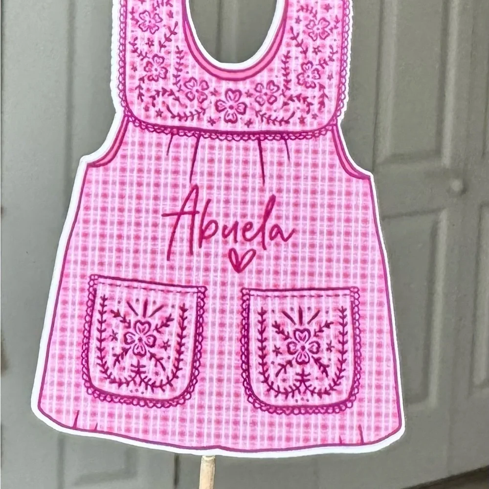 Abuela grandma pink Apron Cupcake Toppers